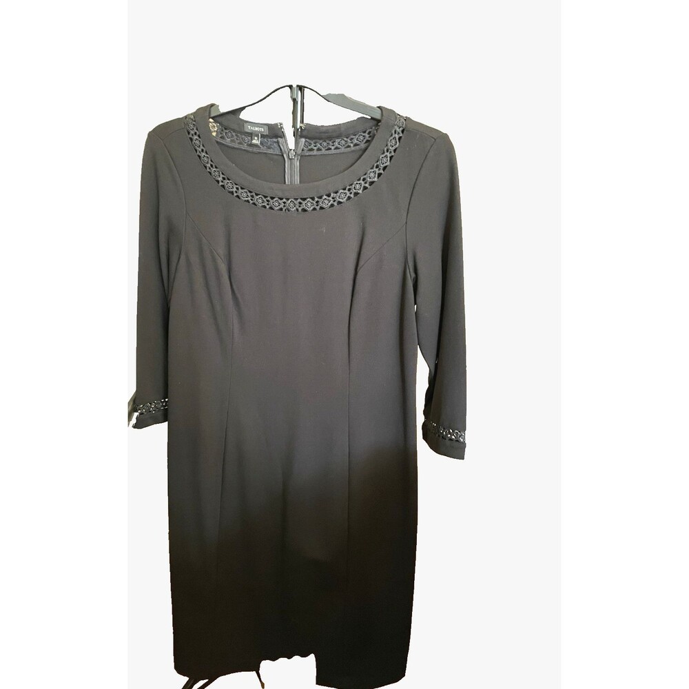 Talbots Women's Black Ponte Knit Long Sleeve Sheath Dress Size 12